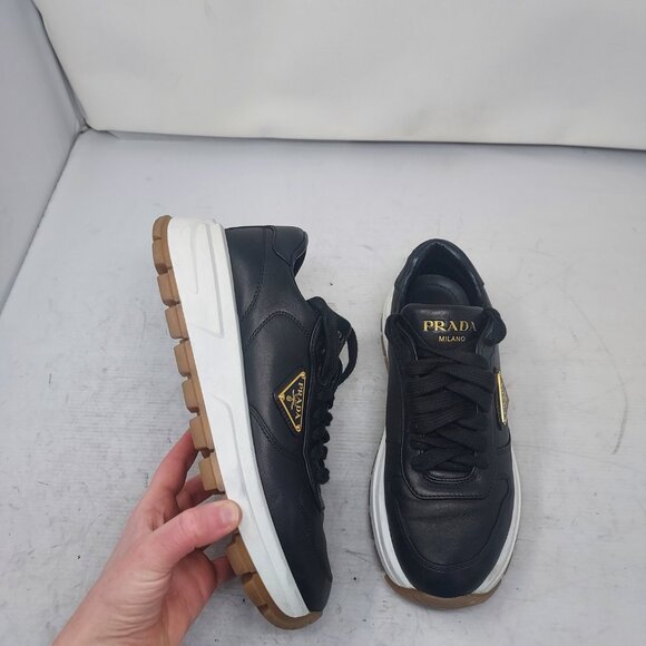 Prada Black Triangle  Logo Runner WOMENS Sneaker - Picture 1 of 12